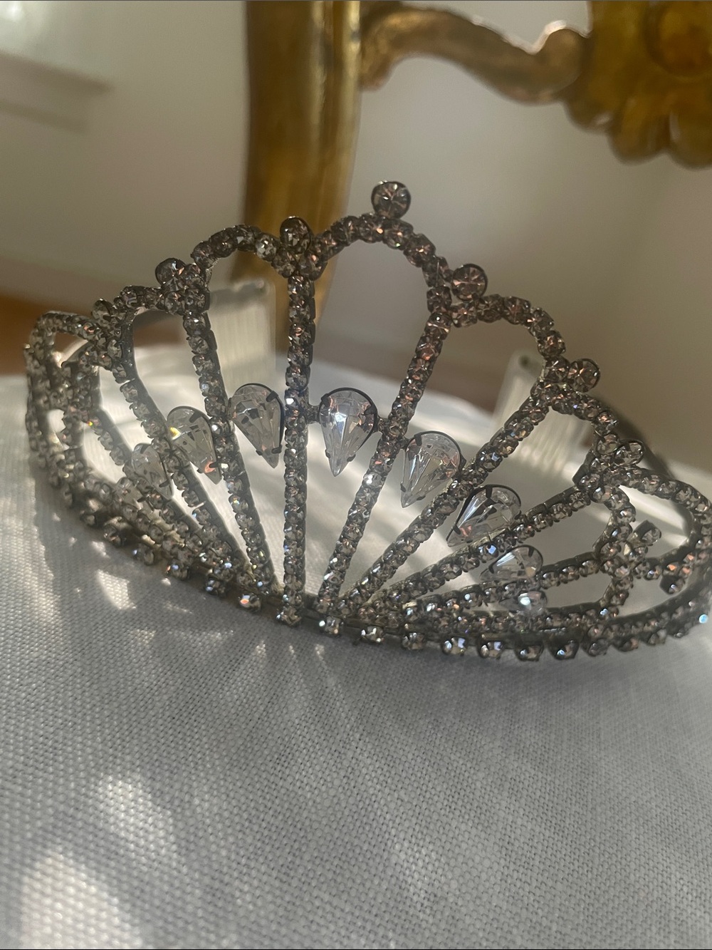 2 vintage rhinestone tiaras . Adult size headbands